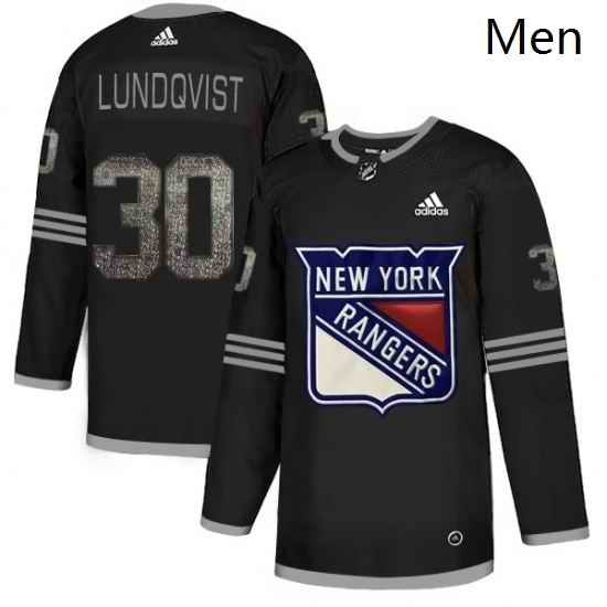 Mens Adidas New York Rangers 30 Henrik Lundqvist Black Authentic Classic Stitched NHL Jersey